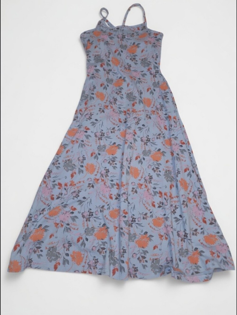 Pact Blue Floral Maxi Dress with Orange Blooms